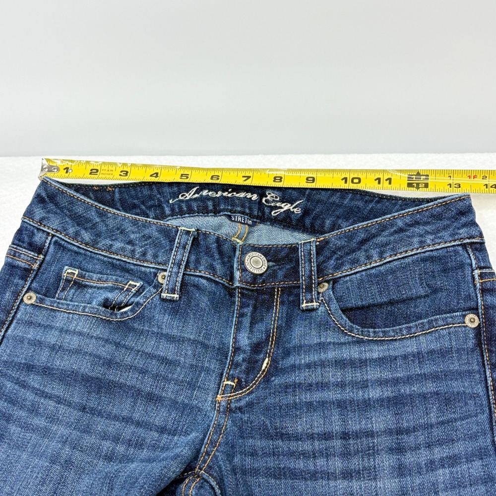 American Eagle Vintage Flare Jeans Dark Wash Low Rise Stretch Size 0 Regular - Picture 5 of 13